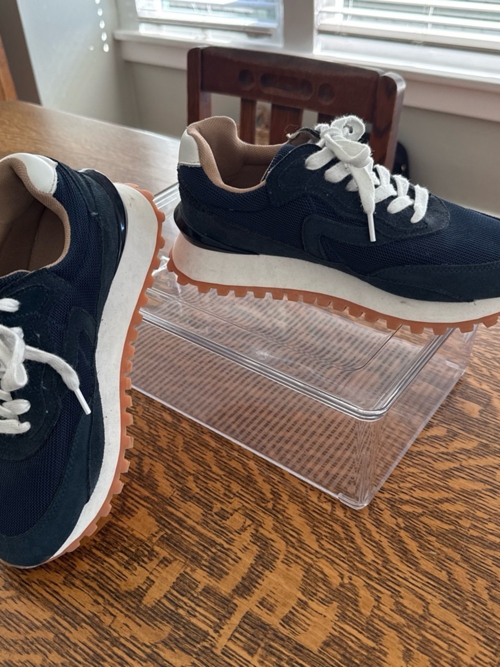 Blondo Navy Suede & Mesh Lace-Up Sneakers with Gum Outsole